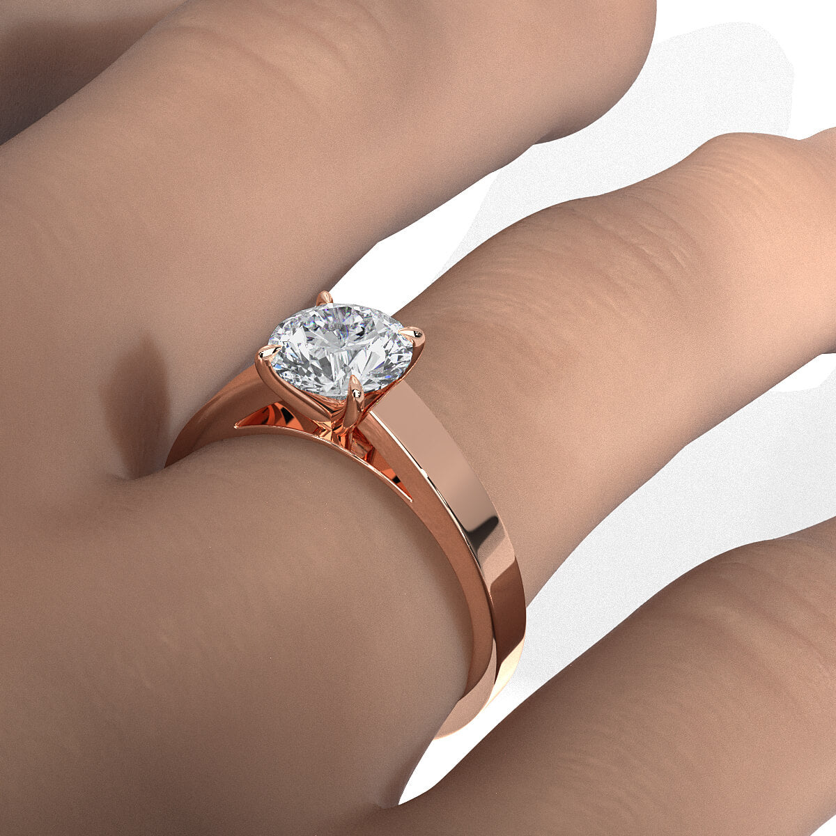 3.5mm Cathedral Style Flat Edge Solitaire Lab Grown Diamond IGI Certified Engagement Ring 4g Setting 1.00 Ctw.